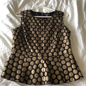 Gold polka dot peplum top